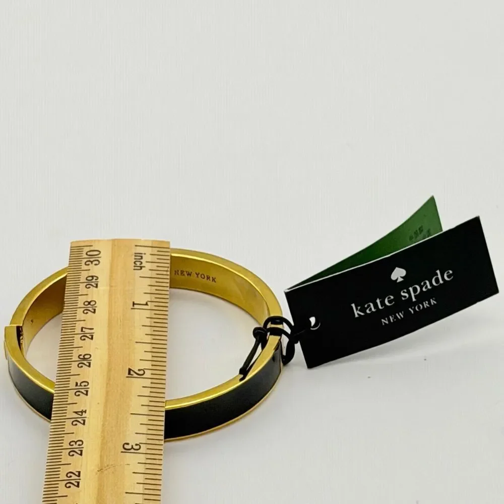 NWT Kate Spade Hole Punch Spad Gold Black Bracelet - Picture 10 of 12